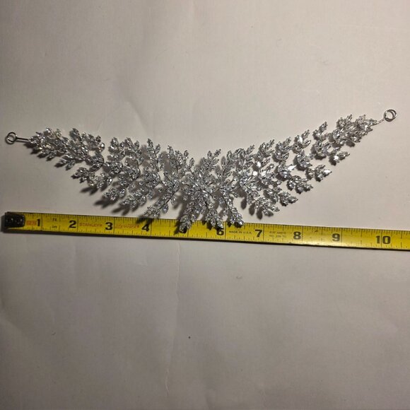 Crystal Rhinestone Bridal Hair Vine Headpiece Floral Leaf wedding bride - Picture 4 of 5